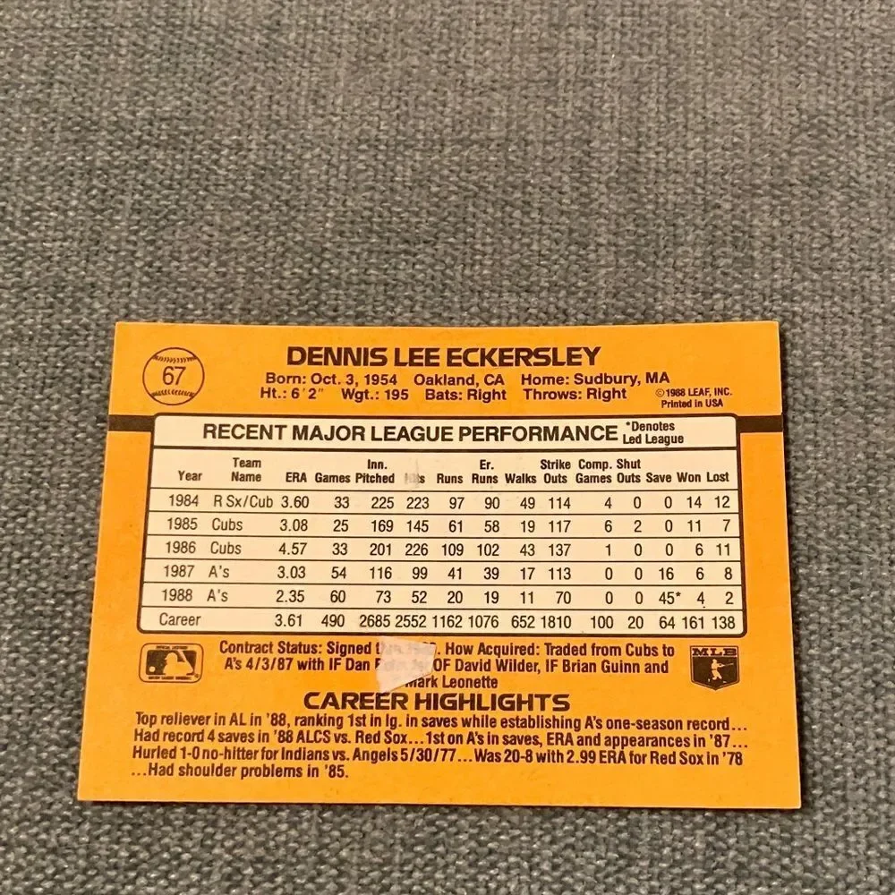 1989 Donruss Oakland A's Baseball Card Trading Card